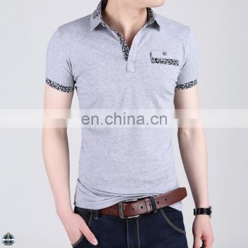 T-MT018 Front Pocket Cover Woven Splicing Polo Fine Workmanship Men's T-Shirt