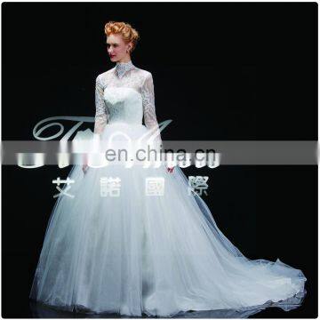 1A175cx 2015 High Collar Lace Palace Wedding Dress/Real Picture Show Bridal Wedding Dress Court Train Europe and America 2105 photo-2