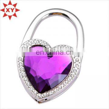 Factory wholesale heart shape folding purse hook for bags