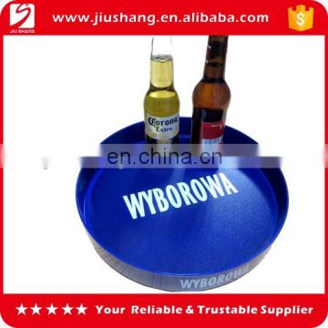 Custom round clear plastic bar tray with printed logo