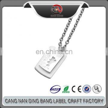 Promotional Metal Crafts High PolishedJewelry Type Custom Sliver Relief Military Dog Tag Pendant