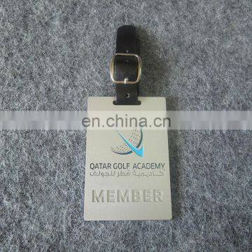 Qatar Golf term travel engraved logo rectangle metal luggage tag