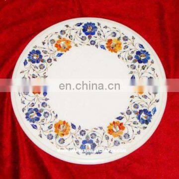 Marble Stone Inlaid Round Shape Coffee Table Top, Plates Tabletop Exporter Marble Inlay Table top Manufacturers Inlay Table