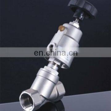 High quality port size 3/8"-3" stainless steel pneumatic angle seat valve with solenoid valve