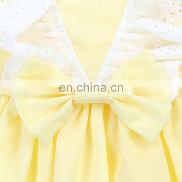 Latest Kid Dress Girl Sleeveless Soft Yellow Ruffle Cute Bow Kid Dress Boutique Children Clothing photo-4