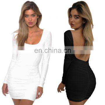 Hot Sales 2020 Spring&Summer Women Long Sleeve Backless Bodycon Party Dresses Lady Sexy Mini Club Dress photo-2