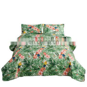 Wholesale Cheap Tropical Plant Flower Ultrasonic Quilt Sets Summer Quilt Lightweight with Birds Bedspreads