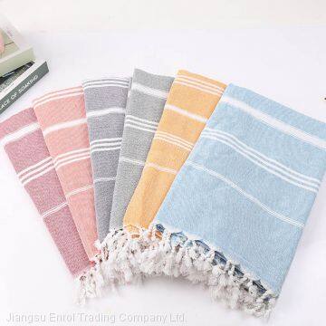 Striped Cotton Turkish Sports Bath Towel With Tassels