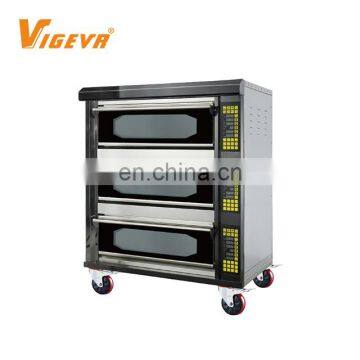 3 Deck 6 Tray Digital Panel Bakery Gas Cake Machine Industrial Pizza Oven For Baking