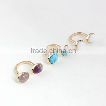 Hot New Round Genstone Ring Gold Plated Alloy Ring for Girls photo-2