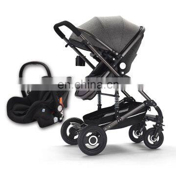 Aluminum Alloy Frame Cheap Baby Stroller  3In 1 Folding Luxurious High Landscape Stroller