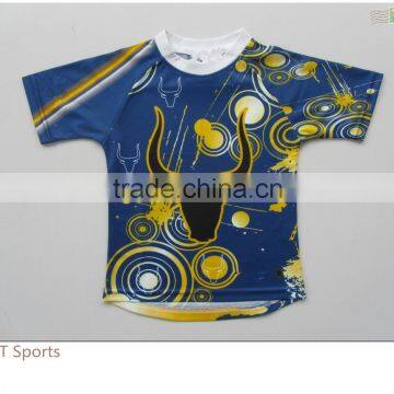 Custom 100%polyester men's sublimation blank T shirt witn number and name blue