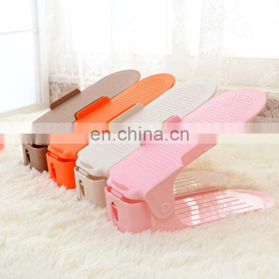 Double deck easy shoe slots holder non-slip stacker space saver storage rack holder white plastic shoe rack closet foldable