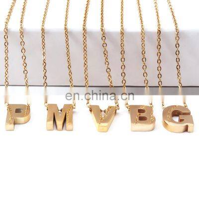 Stainless Steel Material Personalized Gold Plated Alphabet Initial Letter Pendant Name Charm Necklace