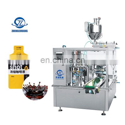 Automatic Pouch Packing Coffee Juice Liquid Water Honey Sachet Rotary Stand Up Multi Function Packaging Machines