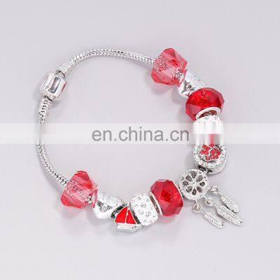 2022 New Women Colored Glaze Beaded Handmade Adjustable Silver Plated Bracelet