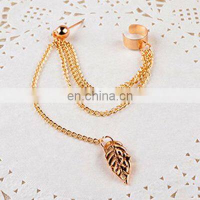 Alloy Ear Clip Leaf Tassel Earrings For Women Gift Ear Cuff Fashion Personality Earrings Jewelry