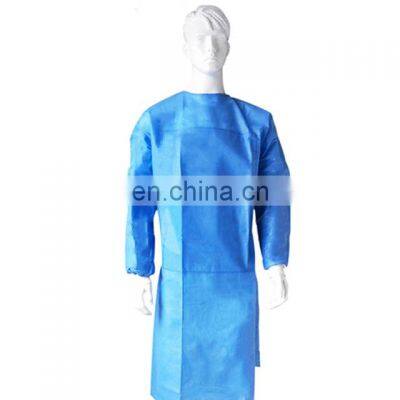 SMS PP PP+PE non-woven isolation gown blue white yellow