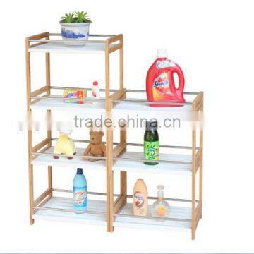 FSC good quality 4-tier white bamboo bathroom shelf