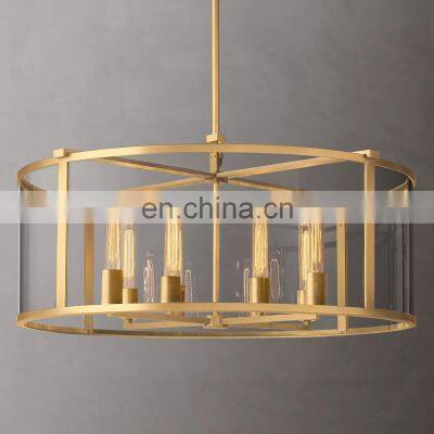 BECKMAN Round luxury Brass Metal Glass LED Chandelier hanging Living Room Bedroom Hotel Restaurant Ceiling lighting Home Decor