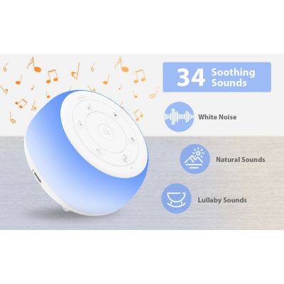 Portable Timer Kid Relaxing Sleep Aid Soothing Music Bedside Lamp Baby White Noise Sound Machine with Night Light