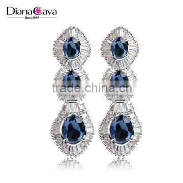 Factory Wholesale Best Quality Zircon Jewelry Baguette Multi Colored Stones Earrings photo-2