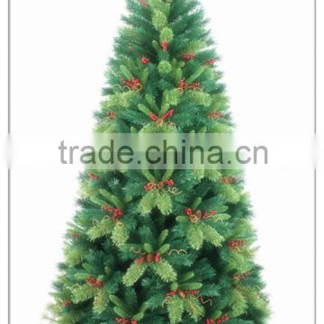 BSCI ! 6FT/180CM Green PE Tips Premium Artificial Christmas Fir Tree/Red Berry decoratived christmas pvc tree