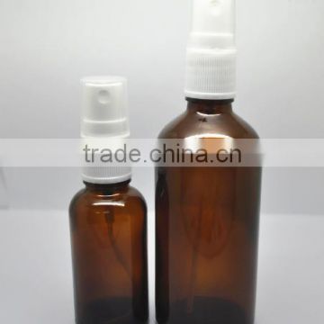 5ml to 100ml amber glass bottle with plastic mist sprayer