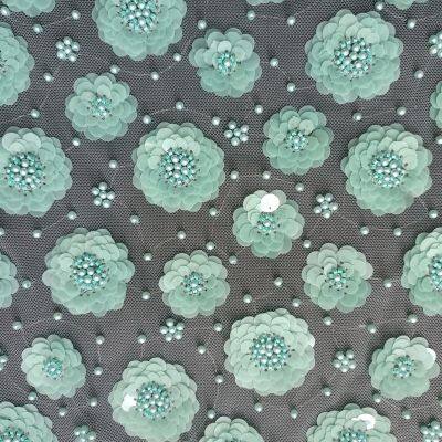 XW5293 Эmbroидеря Тяжелая свадебная ленточная лента с флоральными бусинами, сетчатая ленточная ткань с последовинями