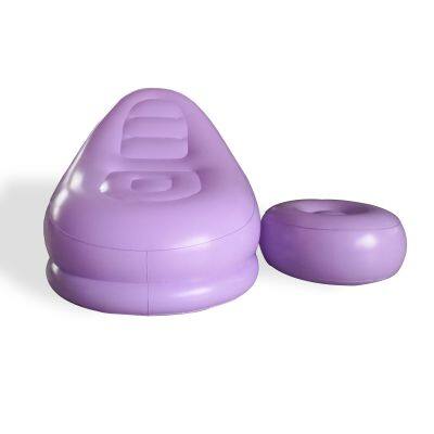 American-style Flocked Inflatable Sofa, Lazy Sofa for Music Festivals and Outdoor Use, With Footrest, Home Leisure Air Recliner for Adults