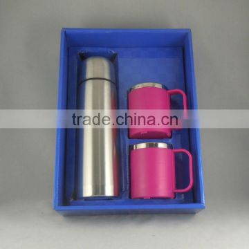 500ml vacuum thernos with two 220ml coffee cup flask gift sets