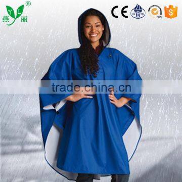 YANLI unisex durable 100% waterproof adult cloak pattern raincoat hooded,polyester rain poncho