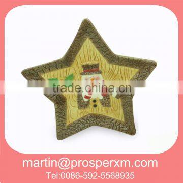 Wholesale ceramic christmas hot plate star shape