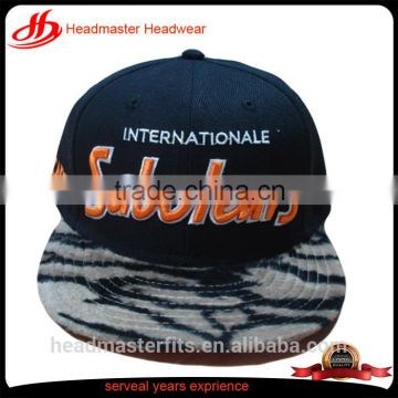 custom 3D embroidery unstructured acrylic crown tweed brim snapback cap