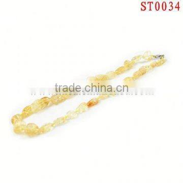 ST0034 fashion yellow crystal nature stone chain unique design necklace wholesale