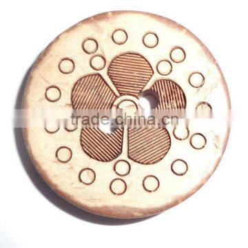 flower laser engraved decorative wood buttons for garment/clothing