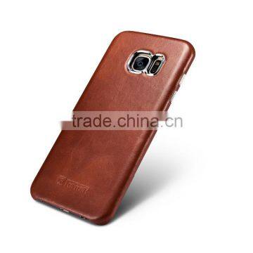 Original Icarer Vintage Series High Quality Real Leather Rubber Back Case for Samsung S7 Edge MT-5682