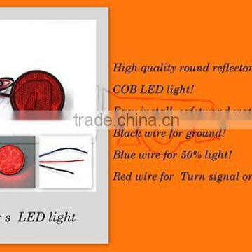 BJ-BL-002RR Round Red Lens Red LED Reflectors Brake Light for Universal Motorcycle ATV Scooter Bicycle photo-3