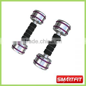 one color foam handle chromed dumbbell with pvc ring high quality finished OEM available dumbbell