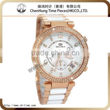 Fancy diamond golden ladies quartz western wrist watches top brand