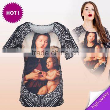 latest high quality ready stock ladies igital print modern fashion t-shirt manufacturers in tirupur