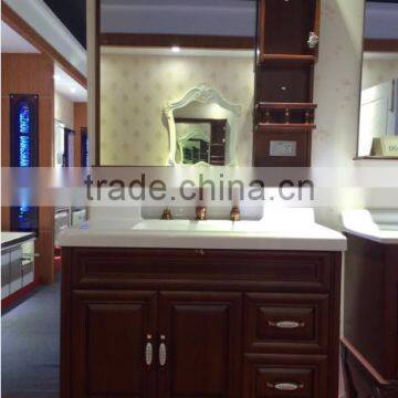 Brown color bathroom cabinet/solid wood bathroom cabinet/wooden bathroom cabinet