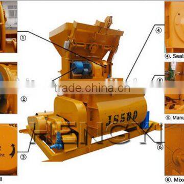 Double horizontal shaft forced concrete mixer JS500 (HZS25 concrete batching plant's main mixer)CE high quality