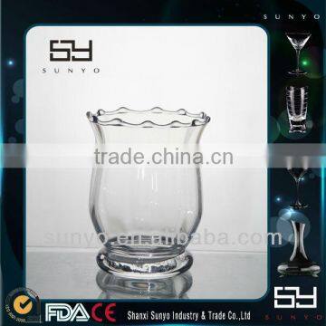 Flower Edged Crystal Clear Glass Candle Cup