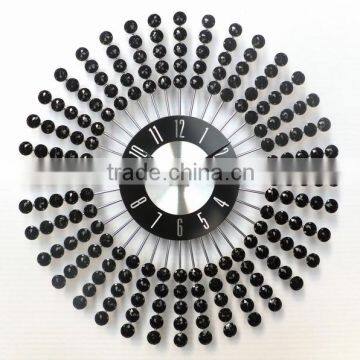 Wholesales Sunburst Wall Clock, Mordern Wall Clock. Decorative Wall Clock in Black Plastic Bead