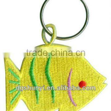 embroidery key tag with fish design