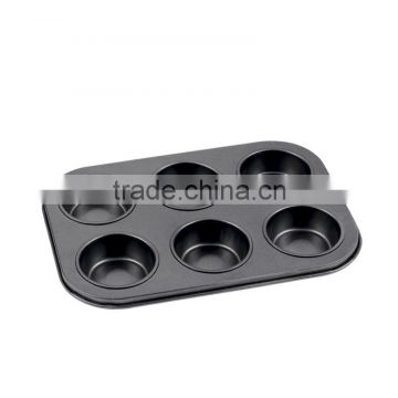 FDA Approved Carbon Steel Non-stick Cake Pans of Muffin Pan with 6 Cups