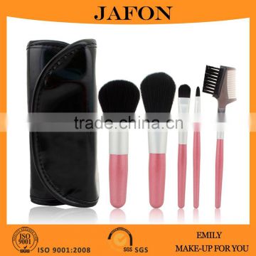 5pcs Travel Makeup Equipment Pink Synthetic Hair Cosmetic Brush Set