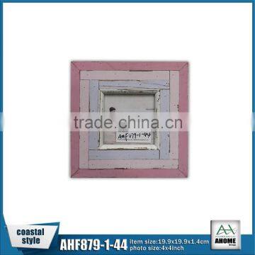 Beach Wooden Frame Pastel Strips 4x4"