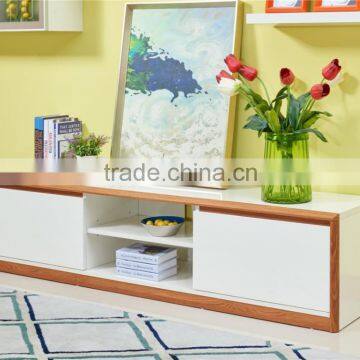 Modern wooden high glossy white and teak color tv/floor cabinet